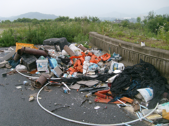 음성-금왕간 37도 국도변 공터에 버려진 쓰레기들