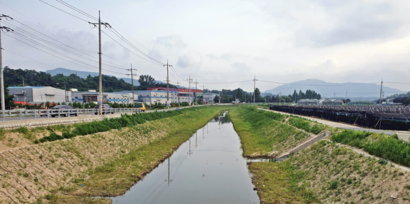 재해예방사업이 완료된 성산천 삼성 용성리 구간 모습.