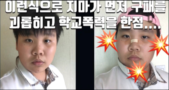 음성중 김지환 군이 제작한 '학교폭력 피해자가 가해자로....' 작품 모습.