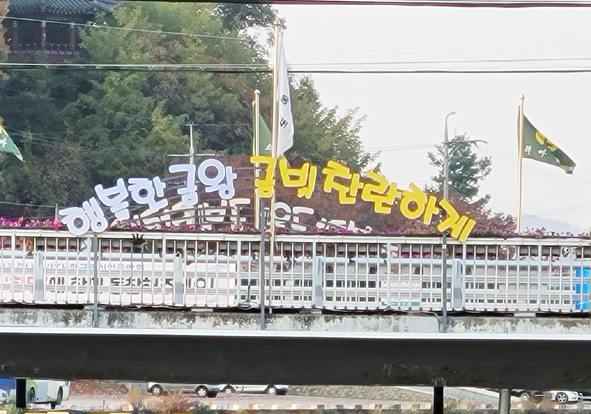 ▲무극교 경관조명 '행복한 금왕, 금빛찬란하게' 설치된 주간 모습.